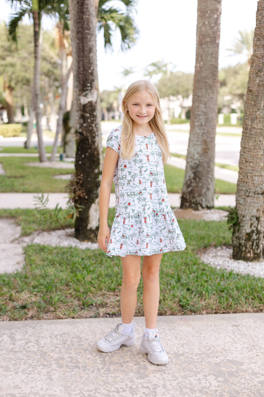 Vero Golf Santa Print Lil Girl Dress IN MOTION Vero Golf Santa Print Lil Girl Dress IN MOTION