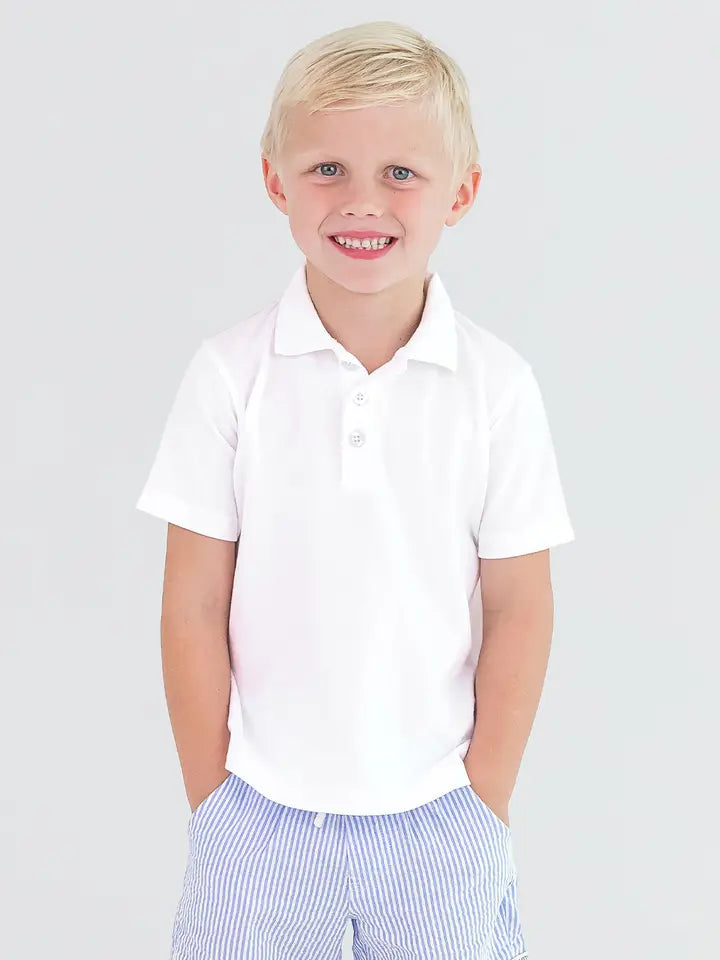Boys White Cotton Polo