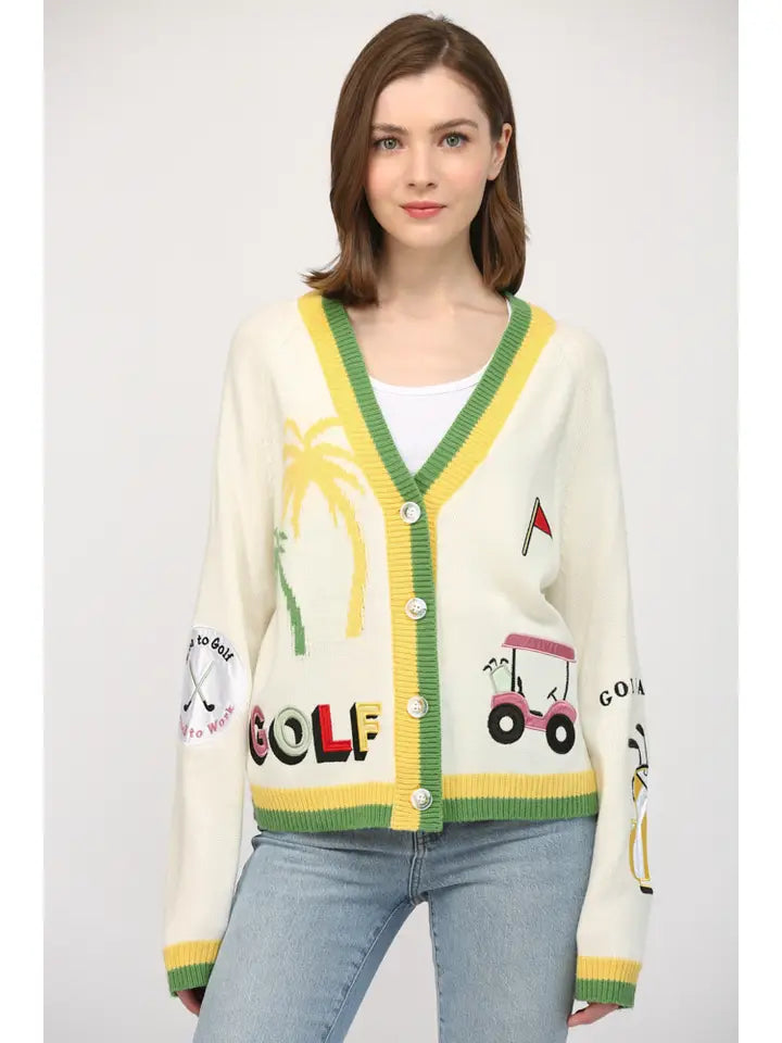 Golf Embroidered Cardigan